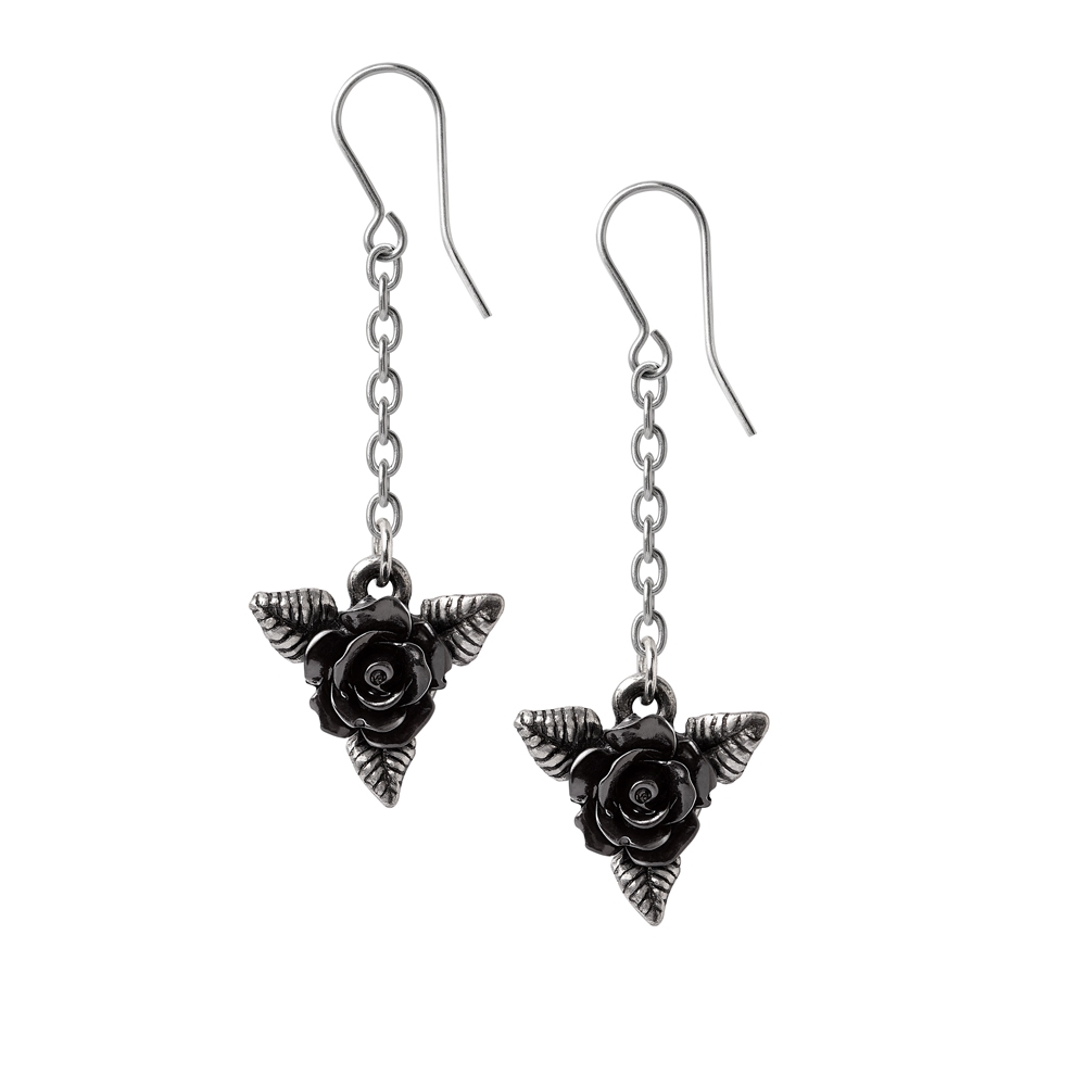 Alchemy - Blank Rose Droppers Des boucles d'oreilles - Couleur argent/Noir